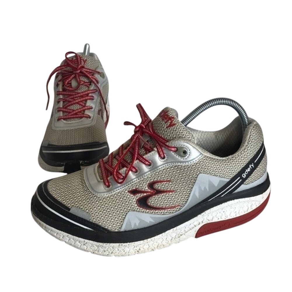 Gravity Defyer Mighty Walk Mens Gray Mesh Red Athletic Sneaker Size 8.5